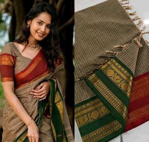 RUHKRUSH Woven Arani Pattu Cotton Blend, Cotton Silk Saree