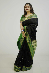 EEFA FASHION Embroidered Banarasi Satin Saree