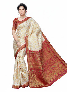 MIMOSA Self Design, Woven Kanjivaram Handloom Art Silk Saree