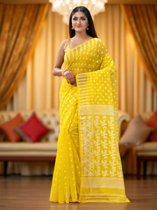 dB DESH BIDESH Paisley, Woven Jamdani Cotton Blend Saree
