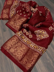 BilloRani Printed Bandhani Art Silk Saree