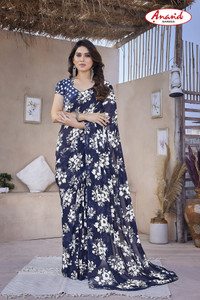 Anand Sarees फ्लोरल प्रिंट रोज़ पहनने वाली जोर्जेट साड़ी