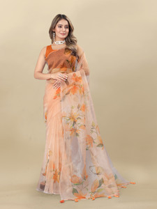 VERCO Digital Print Bollywood Organza Saree