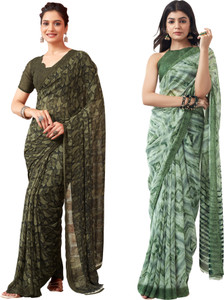 Samah Geometric Print, Printed Daily Wear Georgette Saree