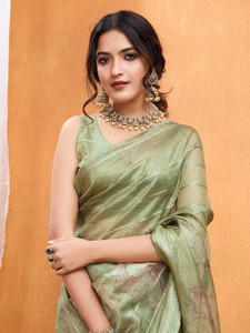 DOI MOI Printed, Woven Bollywood Tissue Saree