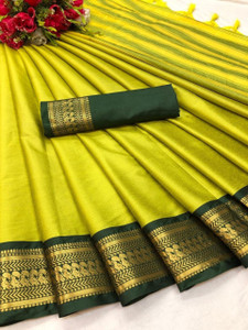 PRANJAL ART Woven Banarasi Jacquard Saree