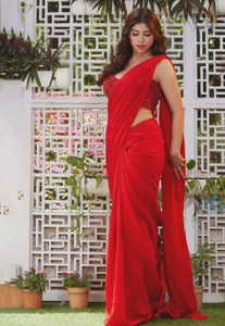 kashvi sarees Solid/Plain Bollywood Georgette Saree