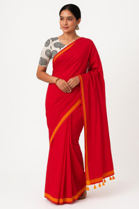SMRITI HANDLOOM Solid/Plain Handloom Handloom Pure Cotton Saree
