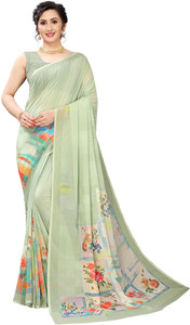 SareeFactory Digital Print, Color Block, Floral Print, Printed, Self Design, Applique Daily Wear Georgette, Chiffon Saree