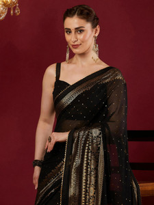 Samah Printed, Embellished Bollywood Georgette Saree