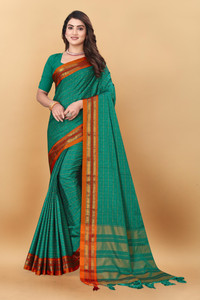 BilloRani बुना हुआ, सेल्फ डिज़ाइन, एम्बेलिश्ड डेली वियर कॉटन सिल्क, जैकर्ड साड़ी