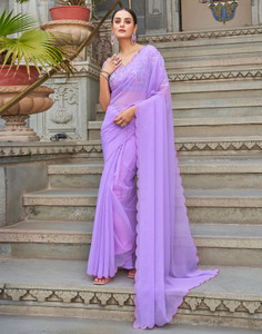 Samah Dyed, Embellished Bollywood Chiffon, Georgette Saree