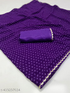 zili Printed Bandhani Georgette Saree