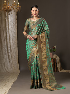 Sareemall Woven Dharmavaram Silk Blend Saree