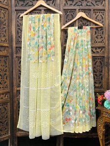 KanjiQueen Floral Print, Printed, Self Design Daily Wear Georgette, Chiffon Saree