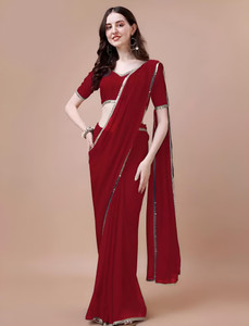 Labheshwari Solid/Plain Bollywood Georgette Saree