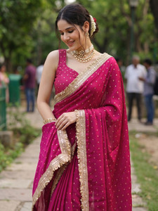 LOROFY Embellished Bollywood Pure Silk Saree