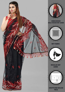 Barkiya Creation Embroidered Bollywood Net Saree