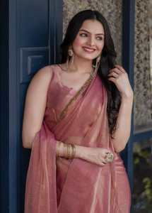 COSBILA FASHION Embellished Bollywood Silk Blend Saree