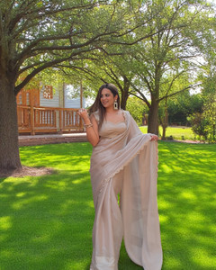 TTH Solid/Plain Bollywood Organza Saree