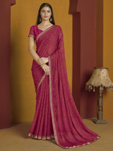 Divastri Floral Print, Geometric Print, Digital Print, Printed Bollywood Chiffon Saree