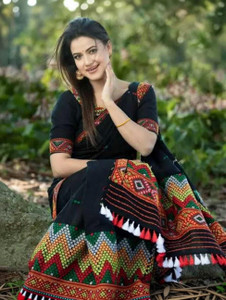 khodalenteprise Woven Mekhela Chador Cotton Blend Saree