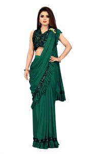 Snija Fashion Embellished Bollywood Lycra Blend Saree