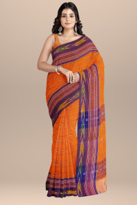 Bong ButiQ Checkered Ikkat Pure Cotton Saree