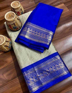 STORAMORETEXTILE Woven Kanjivaram Cotton Silk, Jacquard Saree
