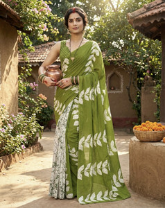 Leelavati Printed Ikkat Pure Cotton Saree