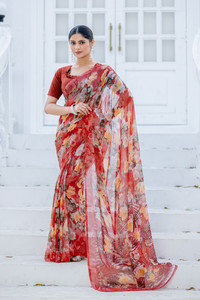 VIBHAGYAA Printed Daily Wear Chiffon Saree