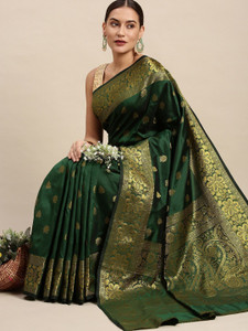 Madhav design Floral Print Banarasi Art Silk, Jacquard Saree