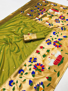 SUDIPTA Woven, Self Design Paithani Pure Silk Saree