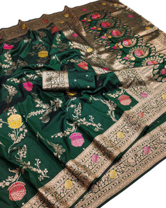 Ratnavali Self Design Banarasi Silk Blend, Art Silk Saree
