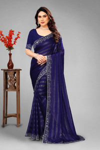 VEERAIVA Embroidered, Self Design Bollywood Chiffon Saree