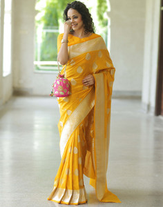 Samah Woven Banarasi Jacquard, Silk Blend Saree