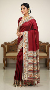 Praaj Printed Madhubani Jute Silk Saree