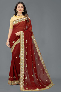 ROSYQUEEN Self Design, Embroidered Banarasi Georgette Saree