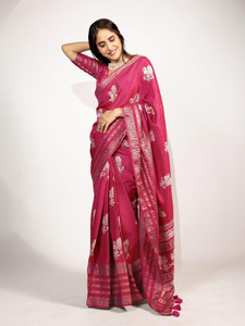 MIRCHI FASHION Printed Bollywood Cotton Silk, Silk Blend Saree