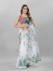 VERCO Digital Print Bollywood Organza Saree
