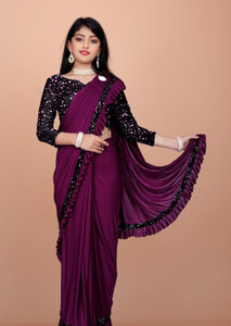 HARIOM FASHION Embellished Bollywood Lycra Blend Saree