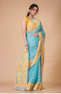 TRANDE Woven Jamdani Cotton Silk Saree