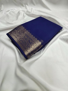 Laxmi Silk Mills Solid/Plain Mysore Crepe Saree