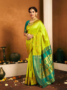 ETHNICHITZ Printed Kanjivaram Pure Silk, Cotton Silk Saree