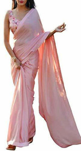 ZINLORIZ Solid/Plain Bollywood Satin Saree