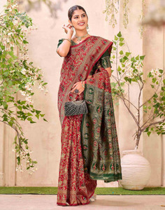 WOMENELEGENCE Embellished Patola Pure Silk Saree