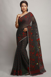 WoodenTant Woven Jamdani Cotton Silk Saree