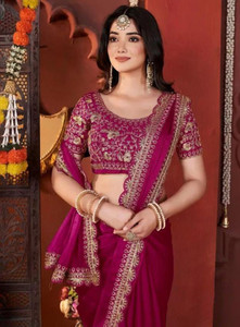 SDMI FASHION Embroidered Bollywood Pure Silk Saree