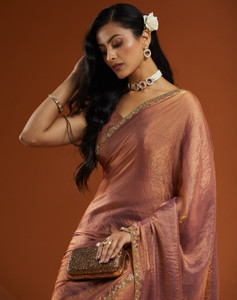 PD CLOTH VILLA Embellished Bollywood Tissue, Pure Silk Saree