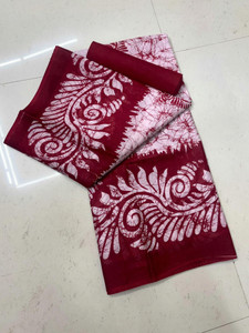 RAVI JANKI Printed, Blocked Printed Hand Batik Pure Cotton Saree